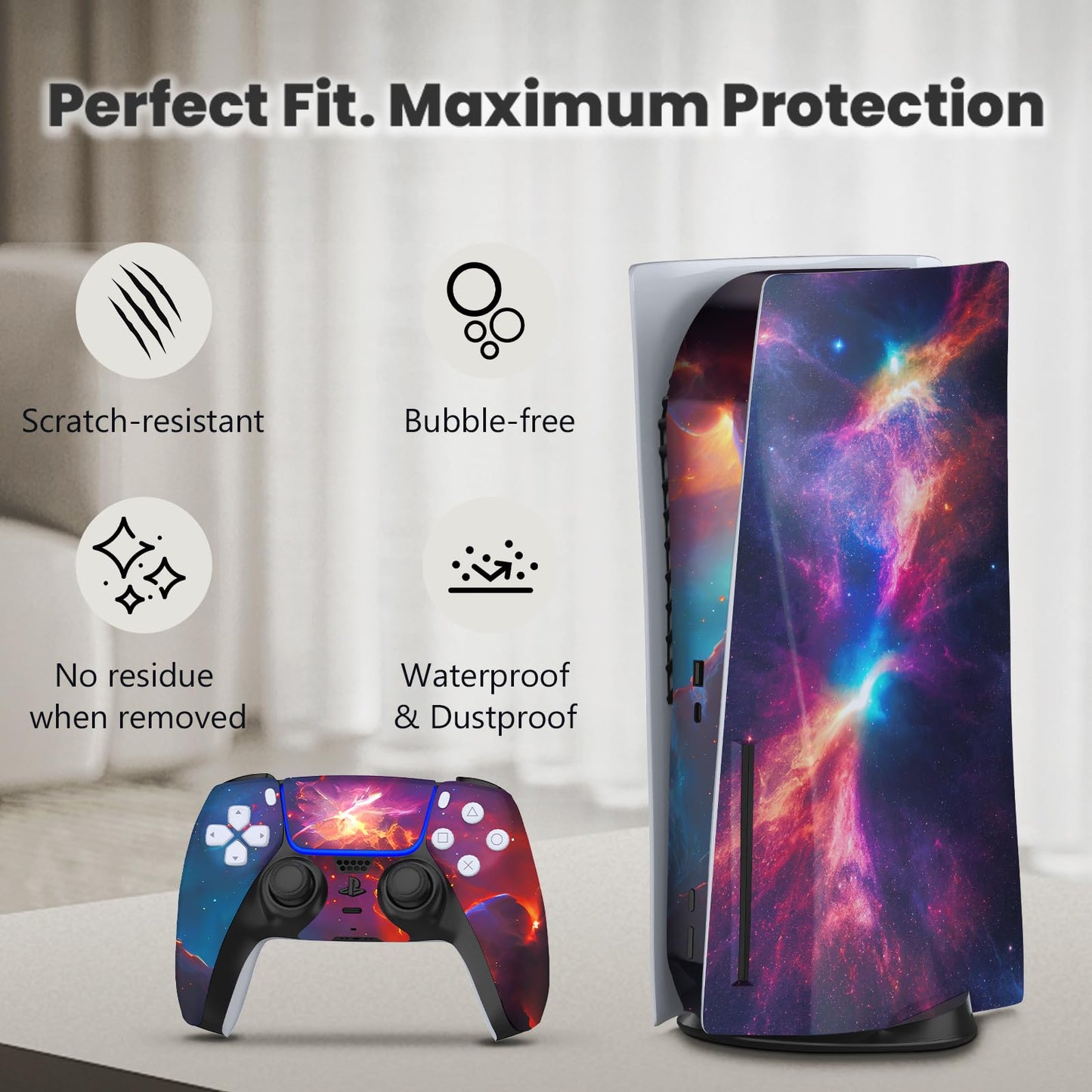 XSUID PS5 Skin - Disc Edition Anime Console and Controller Accessories Cover Skins PS5 Controller Skin Gift Skins for Console Full Set Green