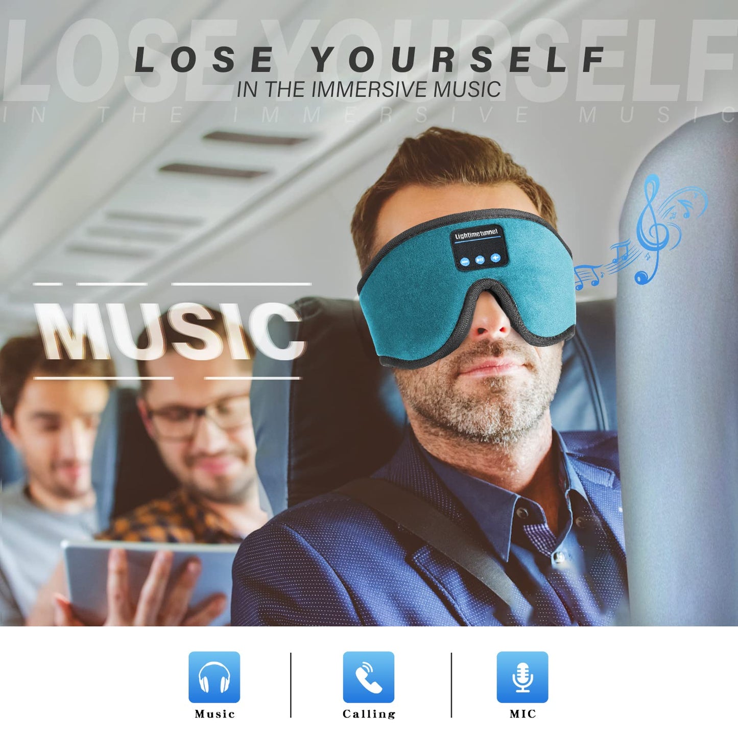 LIGHTIMETUNNEL Sleep Headphones, 3D Bluetooth Sleep Mask, Washable Sleeping Headphones with Ultra Thin Stereo Speakers Microphone Hands Free…
