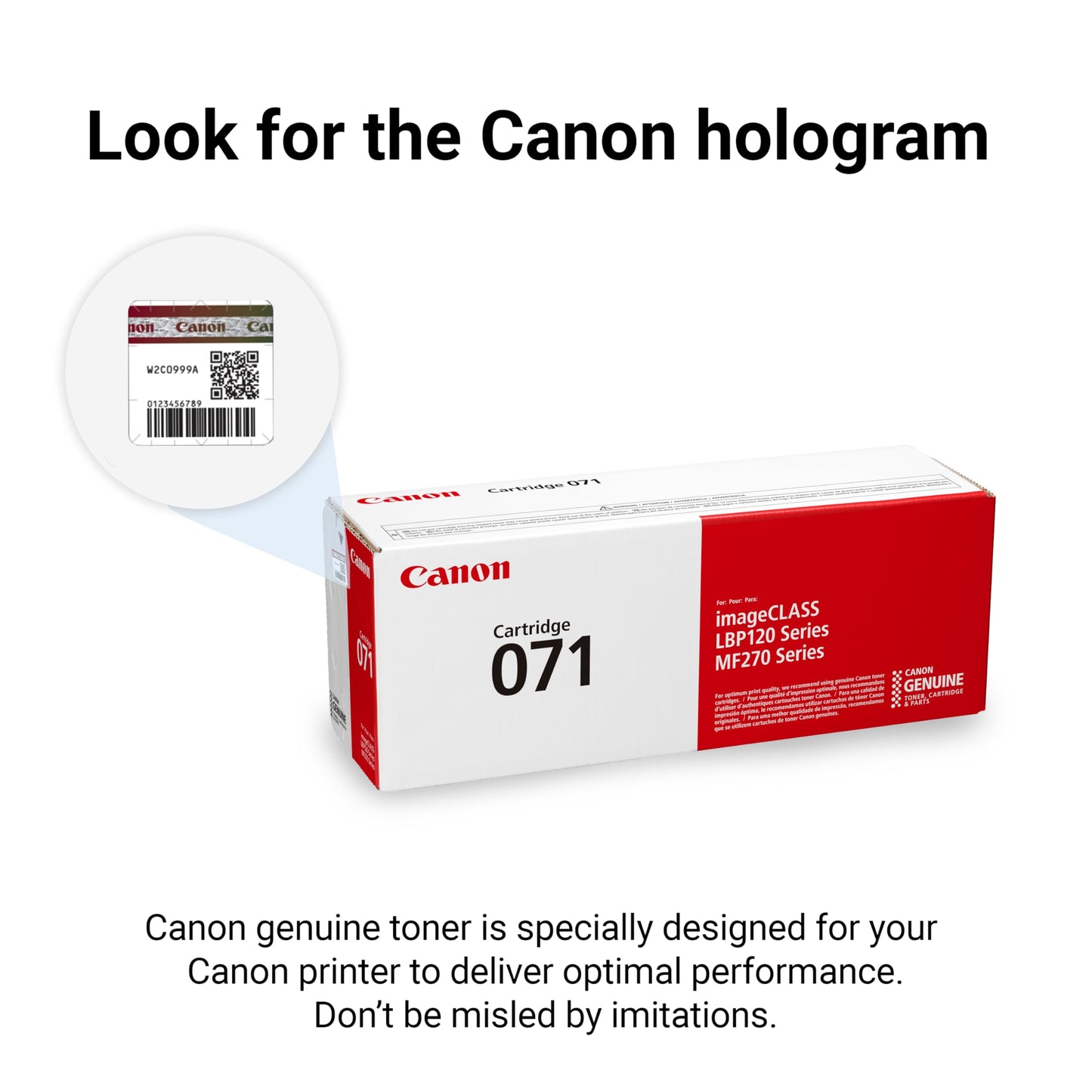 Canon Genuine 071 Black Toner Cartridge Compatible with LBP122dw, MF272dw, MF273dw, MF275dw