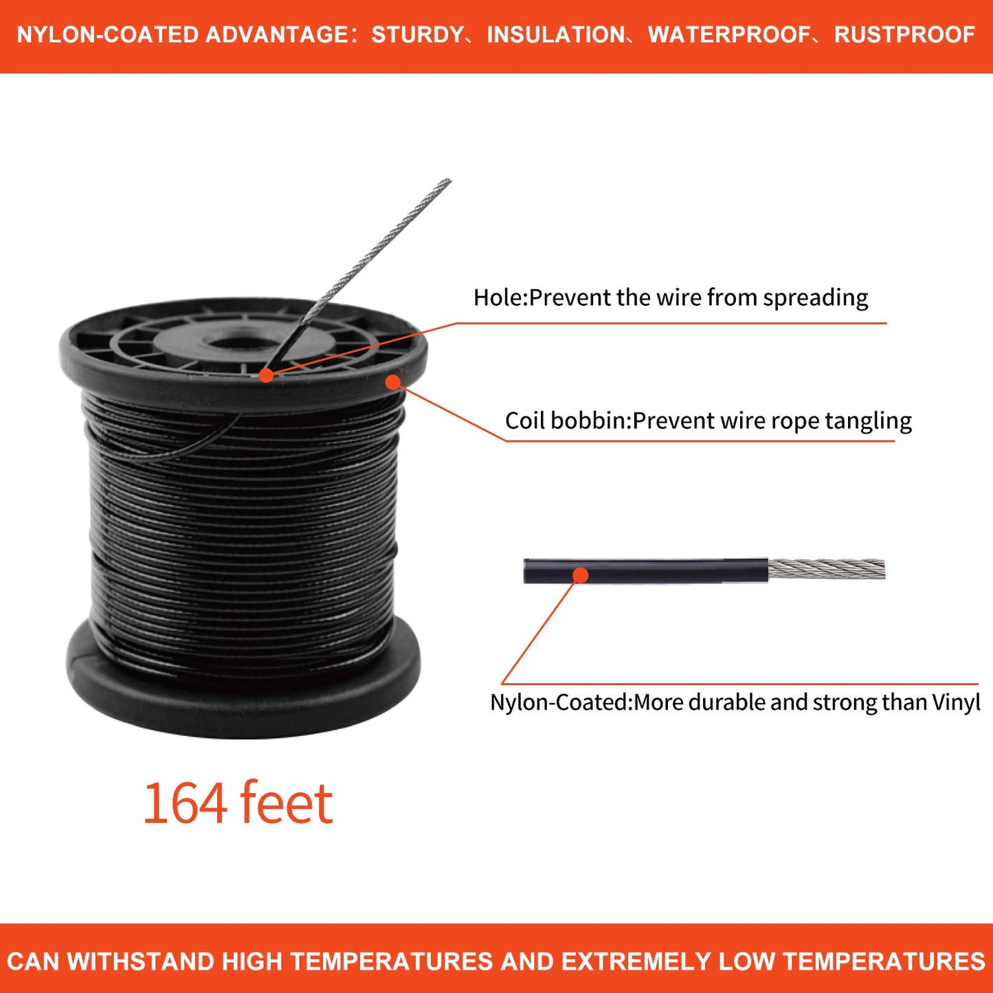 String Lights Hanging Kit,Globe String Lights Suspension Kit,Outdoor Light Guide Wire,Includ 164 FT Nylon-Coated Stainless Steel Wire Rope