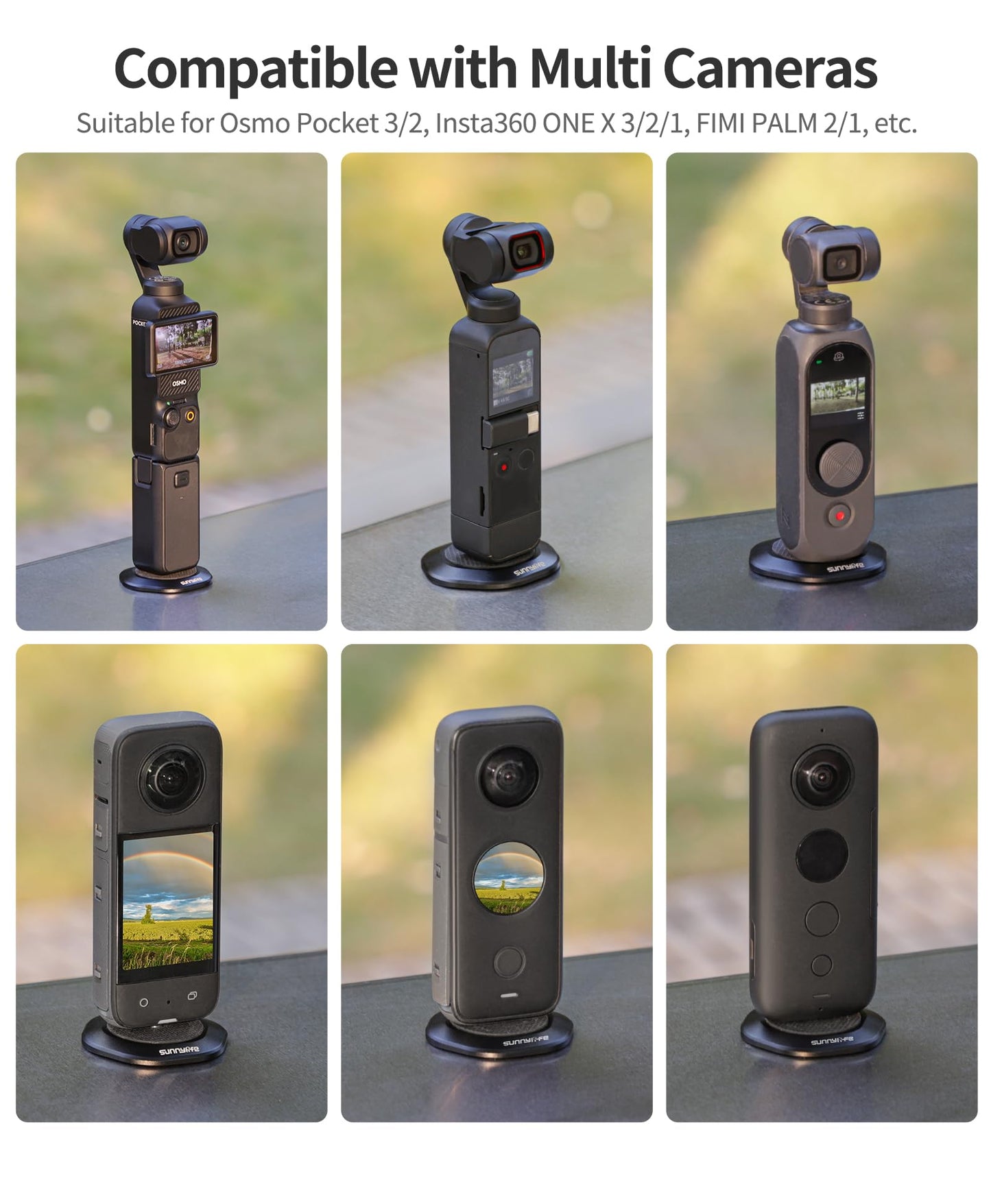 Pocket 3 Strong Magnetic Base Camera Stand Mount Stabilizer for DJI Osmo Pocket 3/2, Insta360 ONE X3/2/1/GO 3,for FIMI Palm 2/1 Action Camera
