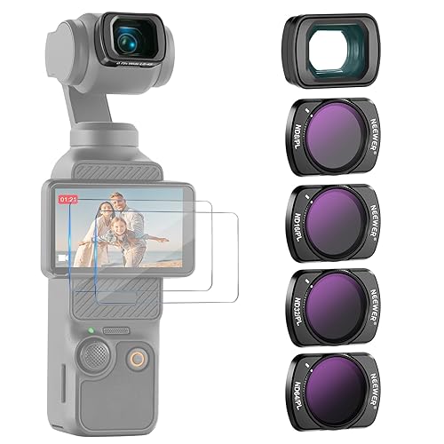 NEEWER ND/PL Filter Set (4 Pack) & 0.75X Wide Angle Lens Compatible with DJI Osmo Pocket 3 Creator Combo Accessories, ND8/PL ND16/PL ND32/PL ND64/PL