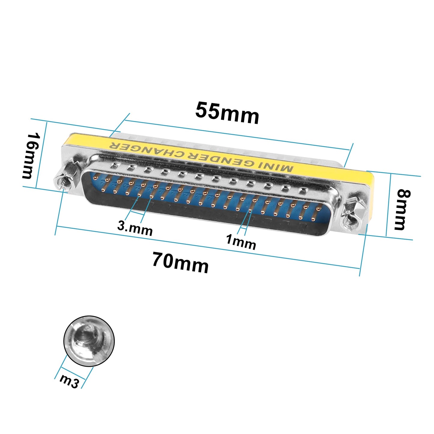 MEIRIYFA DB37 37 Pin Gender Changer D-SUB 37Pin Male to Male Coupler Serial Cable Gender Changer VGA Adapter Connector-2PCS (Male)