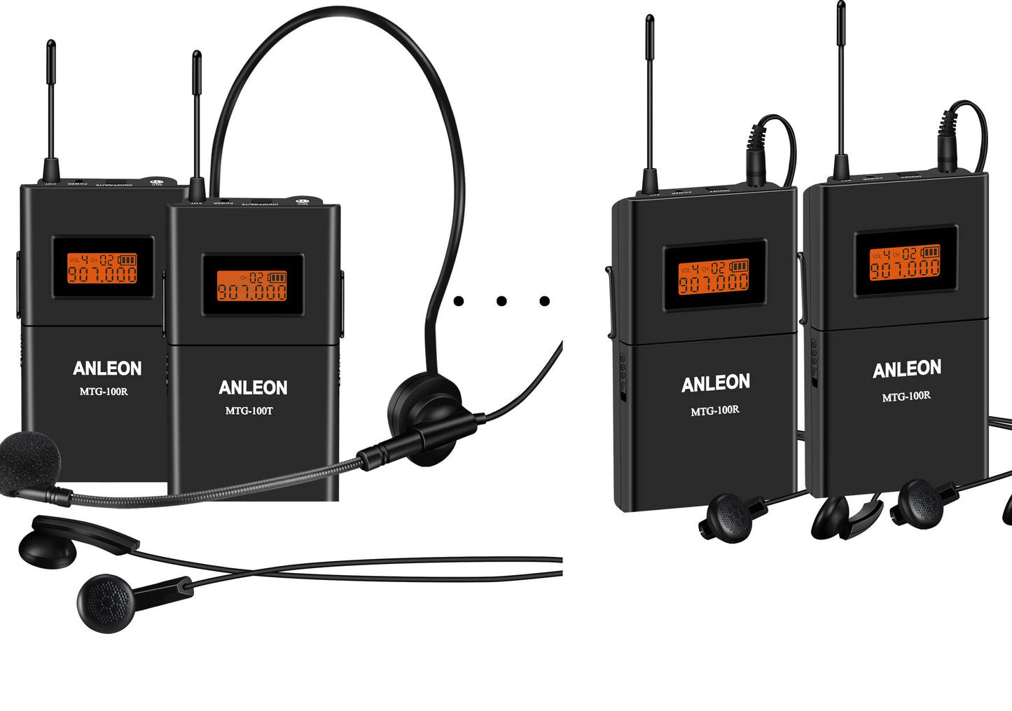 Anleon MTG100 902mhz-927mhz Tour Guide Wireless System Church System (1 Transmitter and 10 Receivers)