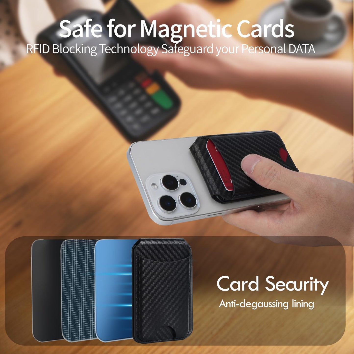 for MagSafe Wallet with Adjustable Stand,Stronger Magnetic Wallet for iPhone,3 Individual Card Slots Holder,Open ID Window,Vegan Leather RFID wallet