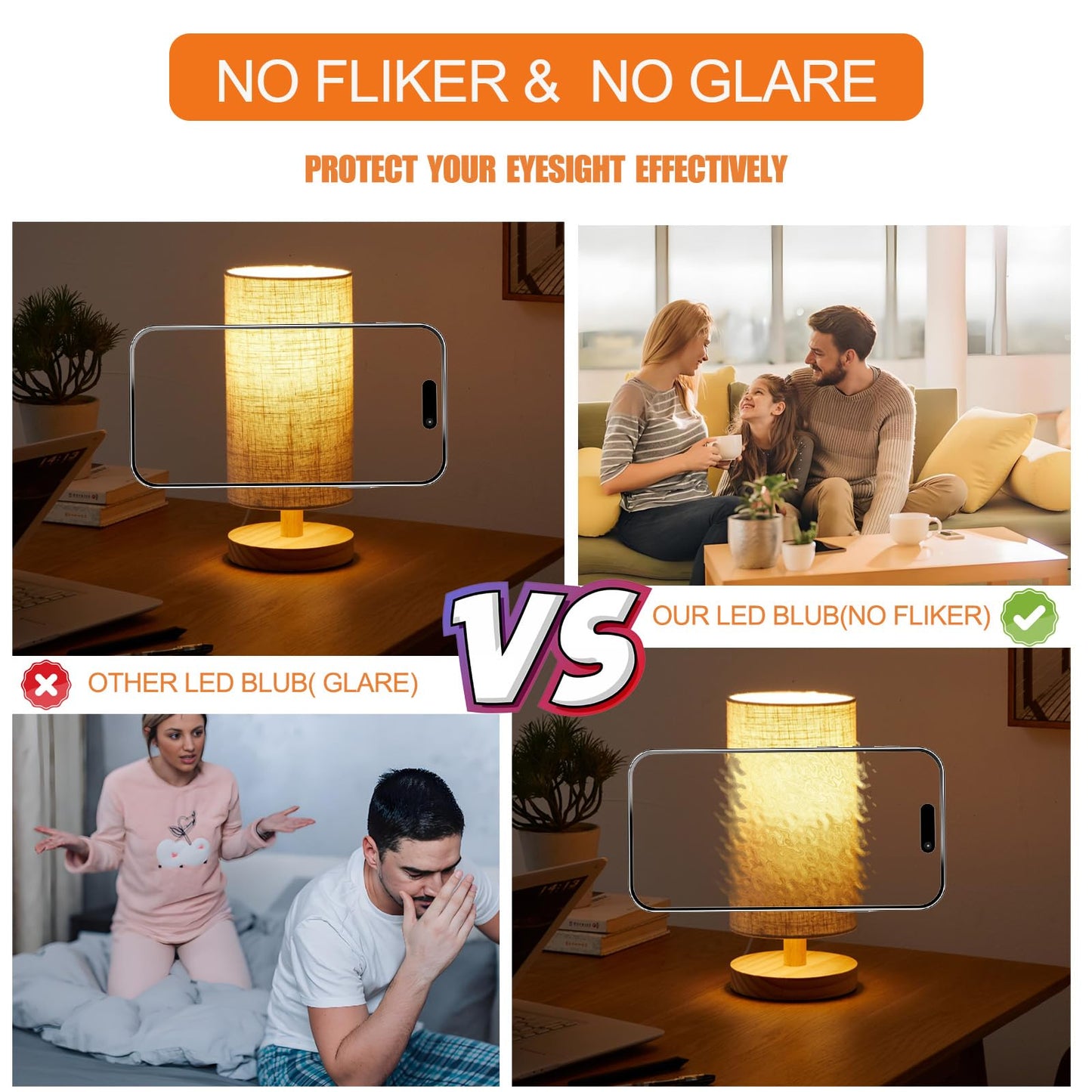 Anqueen Lin A19 LED Light Bulbs 60 Watt Equivalent, 2700K Soft White, E26 Standard Base, 9W 800 Lumens,Non-Dimmable Warm Light Bulbs, for Bedroom