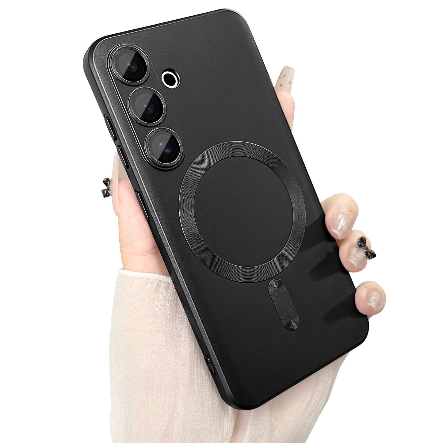 ankofave Magnetic for Samsung Galaxy S25 Phone Case for Women/Men, Matte Luxury Soft Metallic Luster Design with Camera Lens Protector, Shockproof