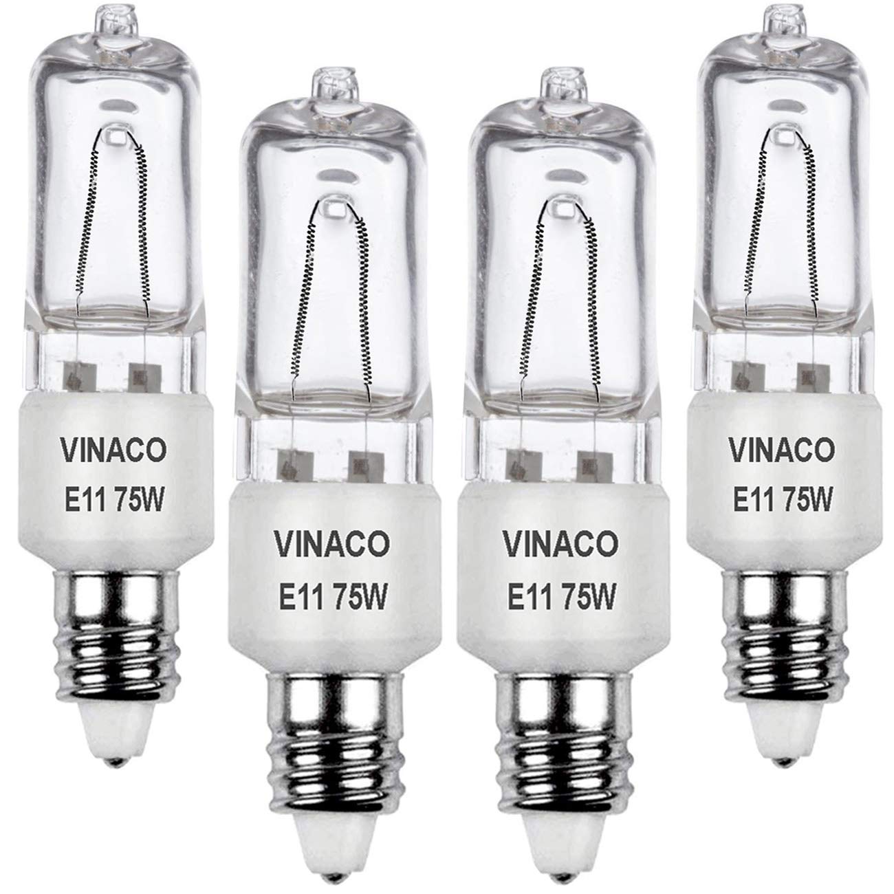 Vinaco JDE11 Halogen Bulbs, 75W 120V, Dimmable Warm White 2700K, 4-Pack
