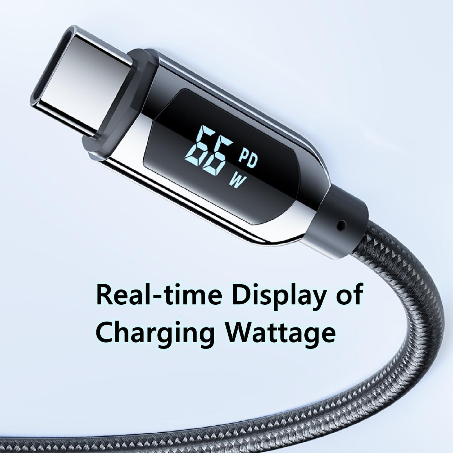 Tpenod USB A to USB C Cable,4 Feet Type C Cable with LED Display Power watt,66W Max Fast Charging USB-c Cable, Compatible with iPhone 15 Pro Max