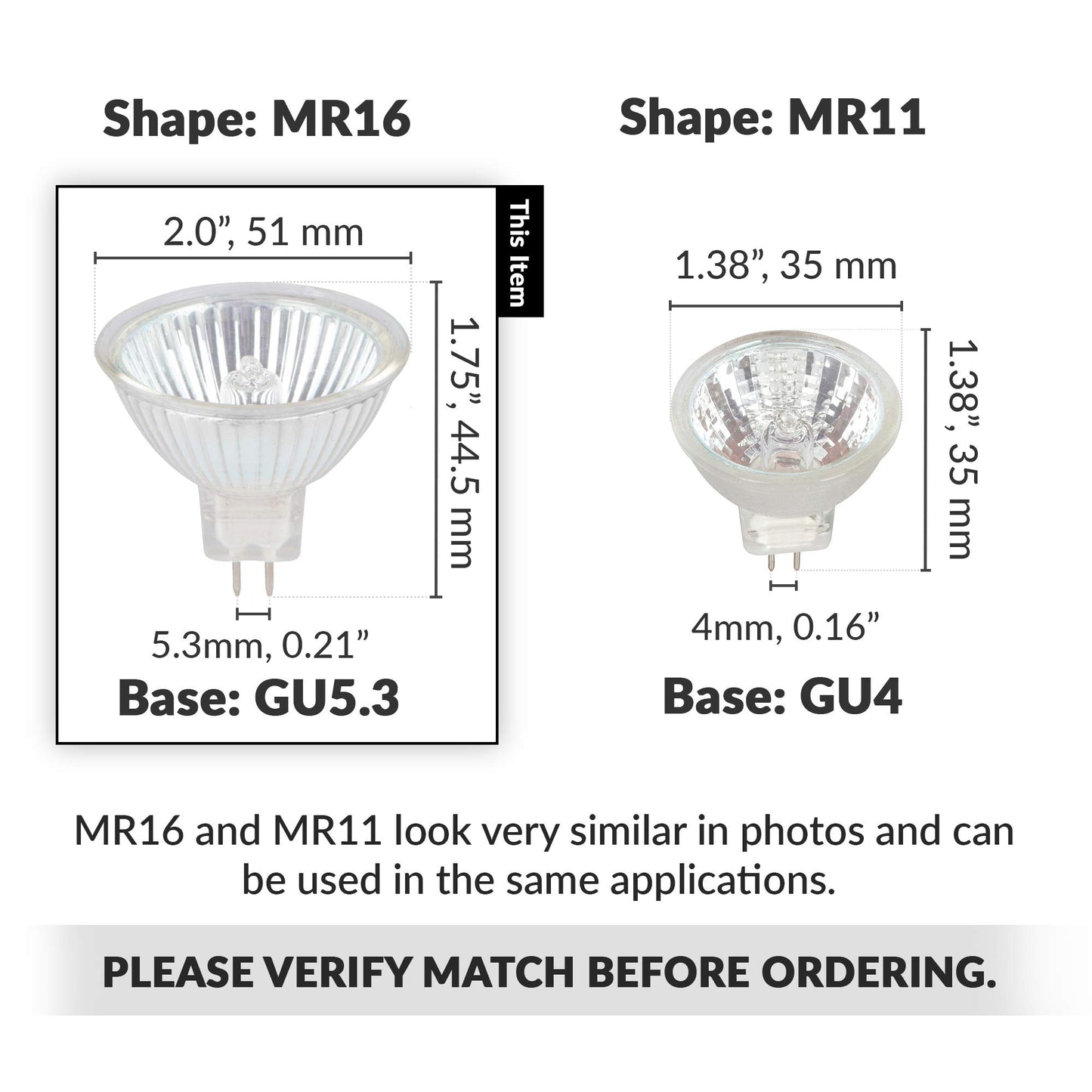 Simba Lighting Halogen MR16 20W 12V Light Bulbs, GU5.3 Base, 2700K, 10 Pack