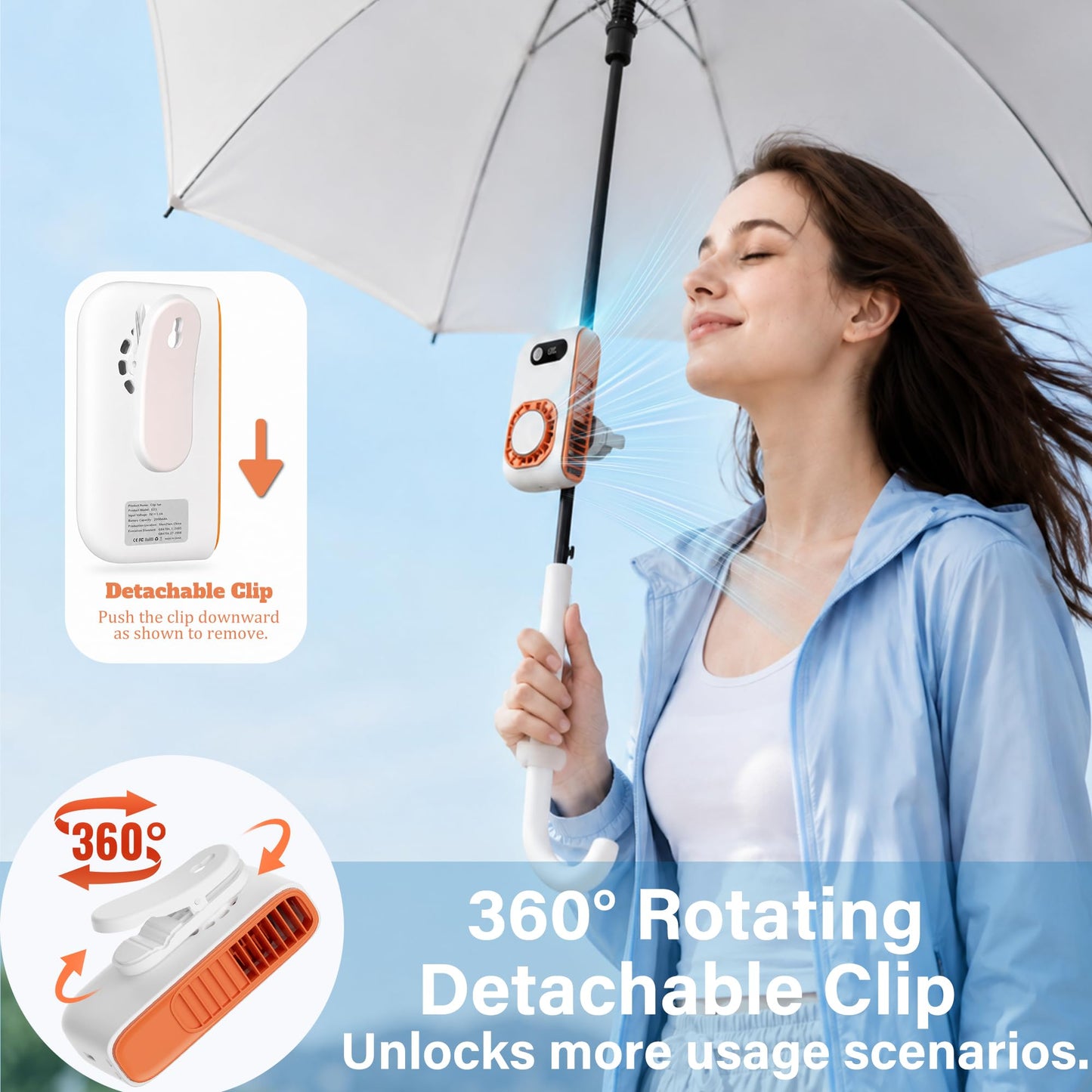 Sovrelon Waist Fan with Ice Cooling, 3-in-1 Wearable Clip On?5-Speed Strong Airflow, Rechargeable Personal Fan for Outdoor Sports, Work, Travel, Home