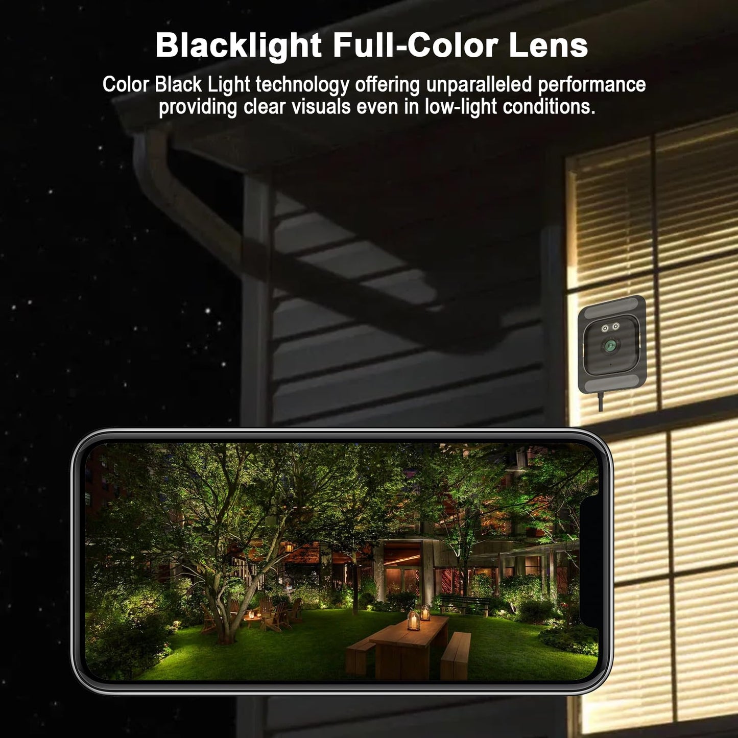 2K Window Cameras for Home Security, 2.4GHz & 5GHz WiFi Baby/Pet Camera with Phone APP, BlackLight Color Night Vision Indoor/ Outdoor View Camera