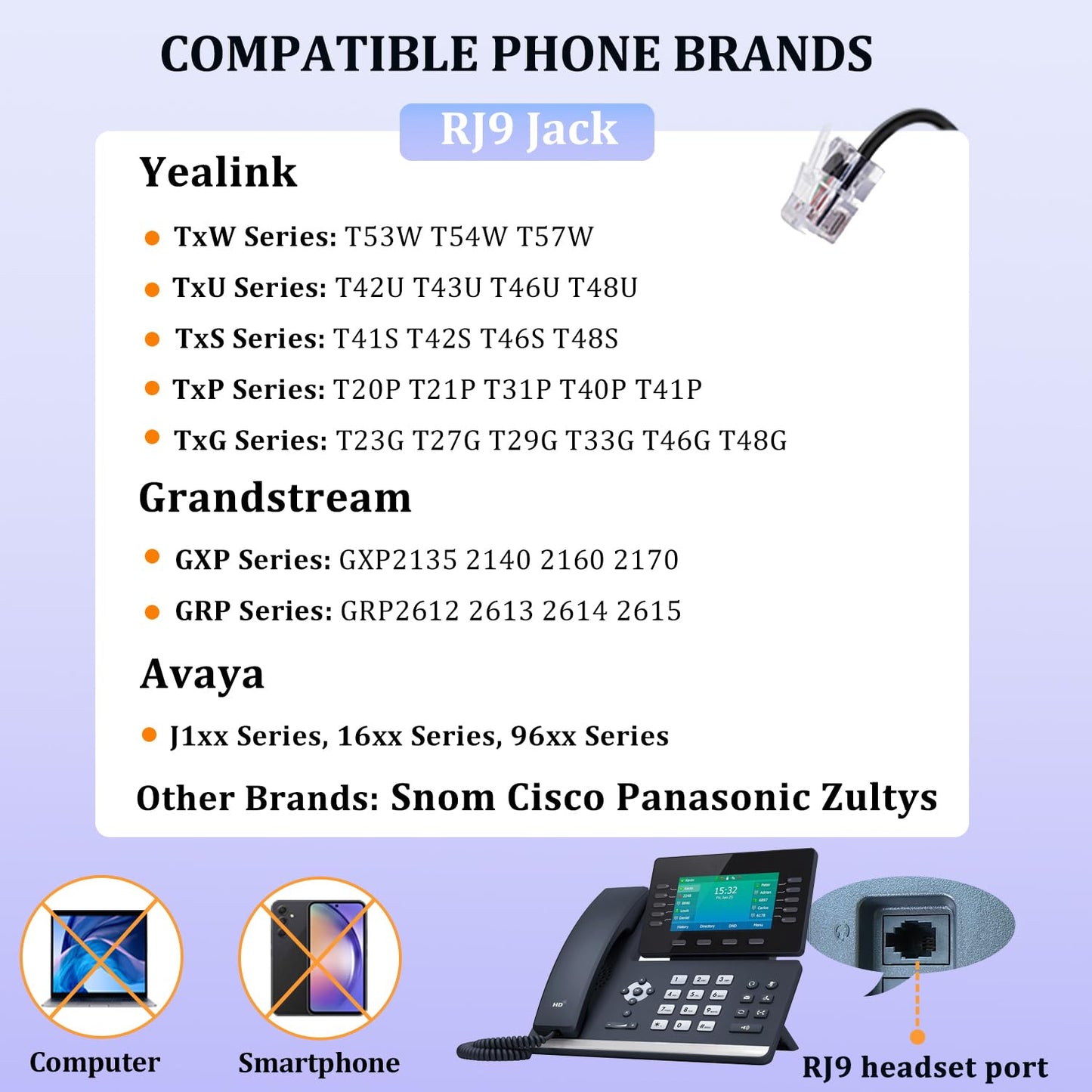Callez Yealink Phone Headset RJ9 Wired Telephone Headset with Microphone Noise Cancelling Compatible with Yealink T46S T48S T42S T21P T33G T27G T23G