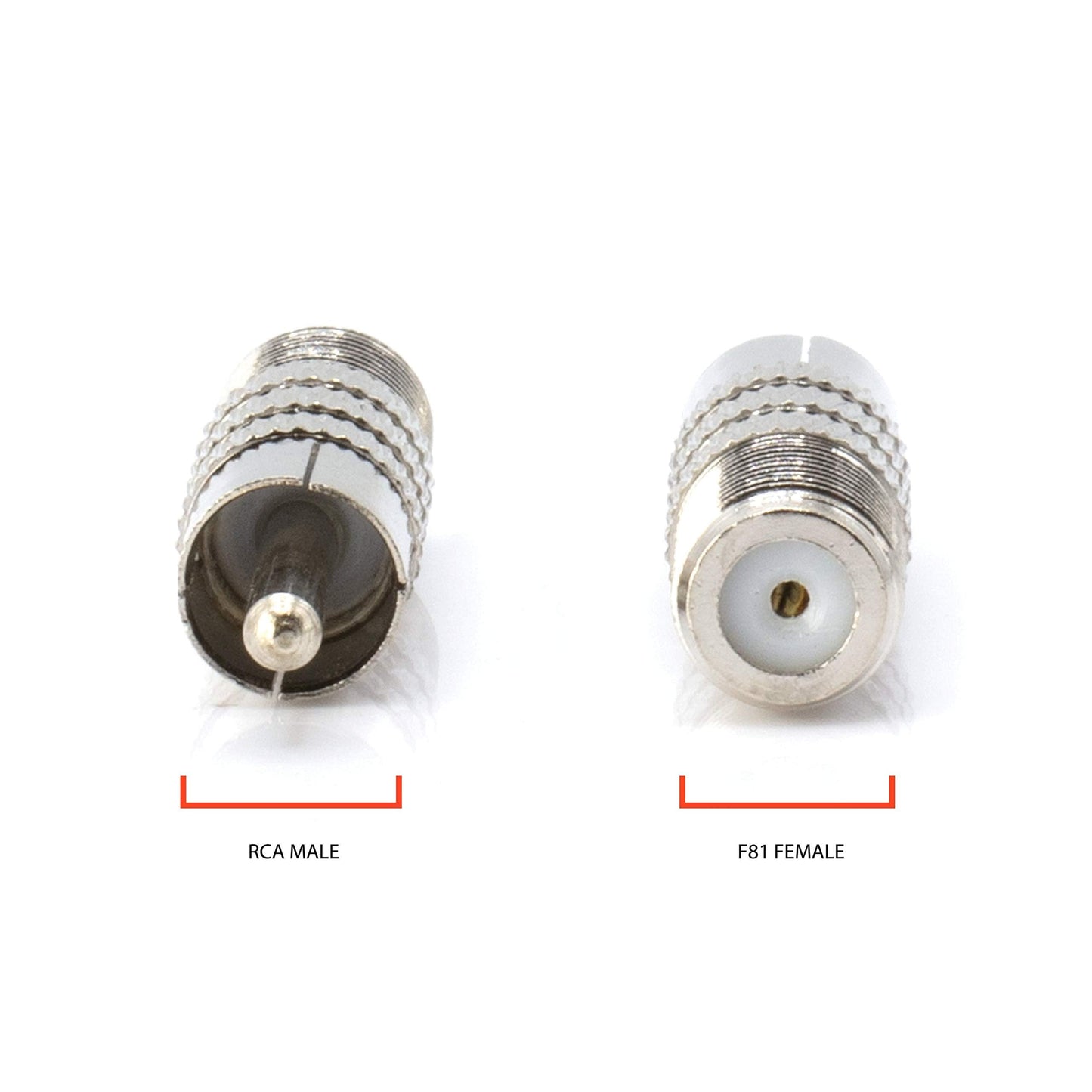 THE CIMPLE CO - RF (F81) and RCA Coaxial Adapter - RCA Male to Female F81 (F-Pin) Connector, Adapter, Coupler, and Converter - for RG11, RG6, RG59