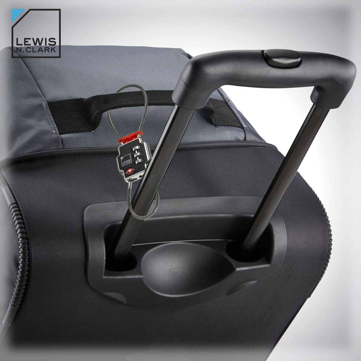 Lewis N. Clark Triple Security TSA Lock – Resettable 3-Dial Combination Padlock, Durable Travel Lock, Black (1 Pack)