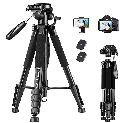 VICTIV 74” Camera Tripod, Tripod for Camera and Phone, Aluminum Professional Tripod Stand for Canon Nikon with Carry Bag and Phone Holder, Compatible