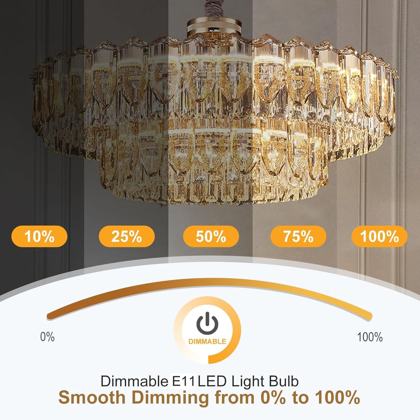 Aooallme E11 LED Bulb 100W Halogen Bulbs Equivalent, JDE11 Mini Candelabra LED Bulb Dimmable,Warm White 2700K,8W 1000LM JDE11 120V 100W LED