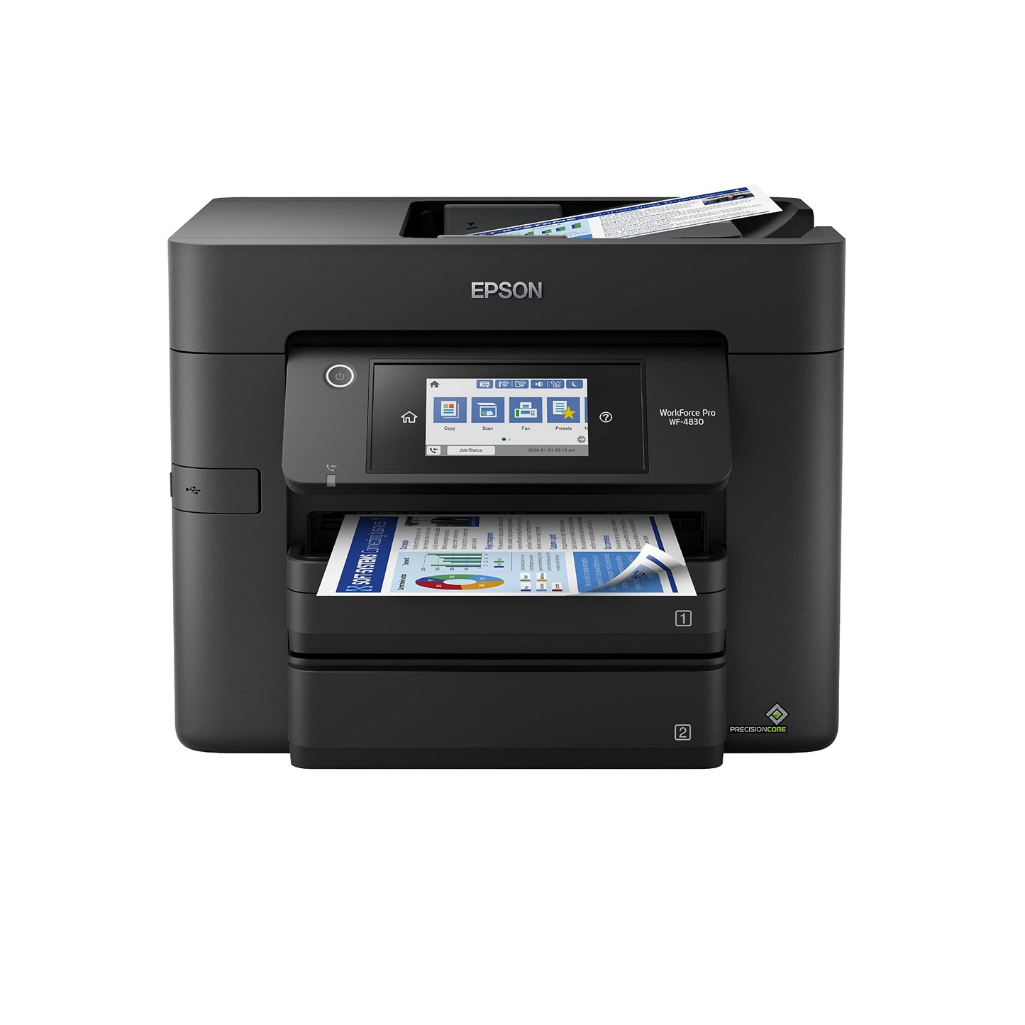 Epson Workforce Pro WF-4830 Wireless All-in-One Printer, Auto 2-Sided Print Copy, Scan/Fax, 50-Page ADF, 500-sheet Paper Capacity, and 4.3" Color