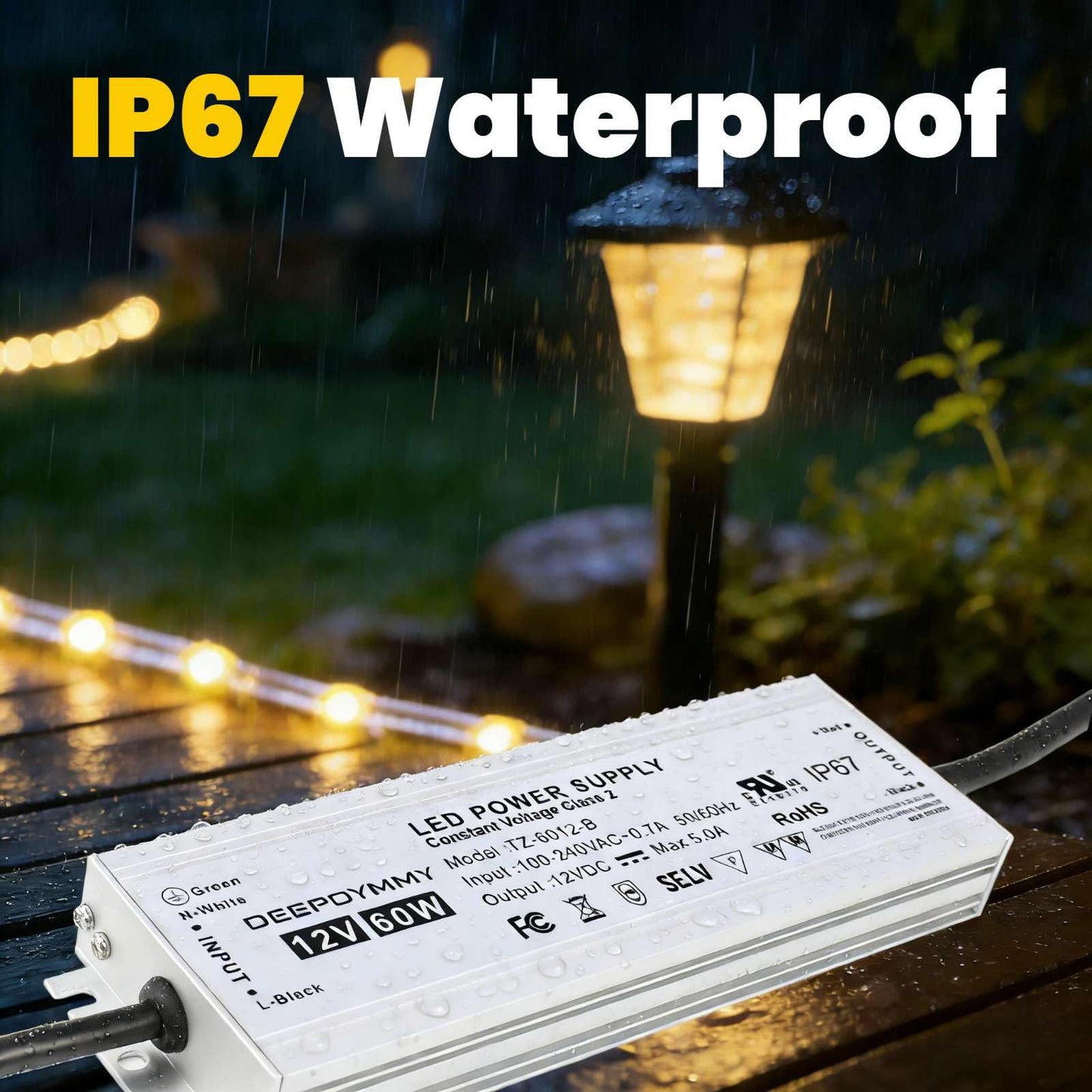DEEPDYMMY 12V Power Supply 60W Waterproof UL 8750 LED Driver