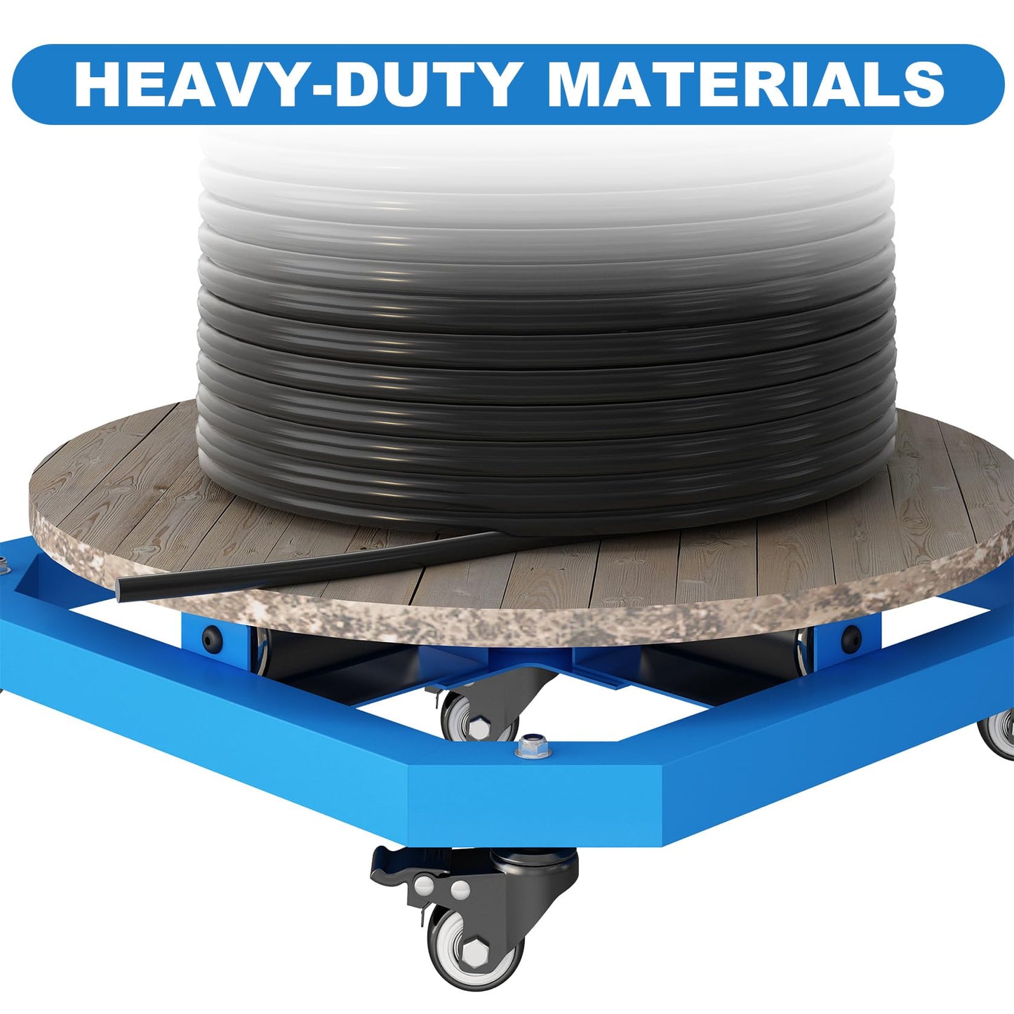 Hymula Cord Reel, 1000 lbs Load Capacity Cable Reel Turntable, Wire Spool Rack with Lockable Wheels, Portable Cable Caddy, 20 x 20 inches Wire Spool