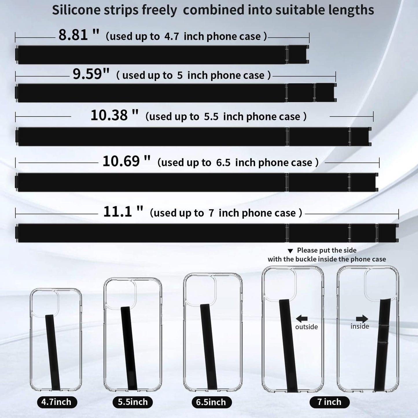 UKON Silicone Phone Grip,2 PCS Phone Strap Reusable Finger Holder with Three Short Silicone Strips DIY Combination to Fit 4.5"-7.5" Phone Case