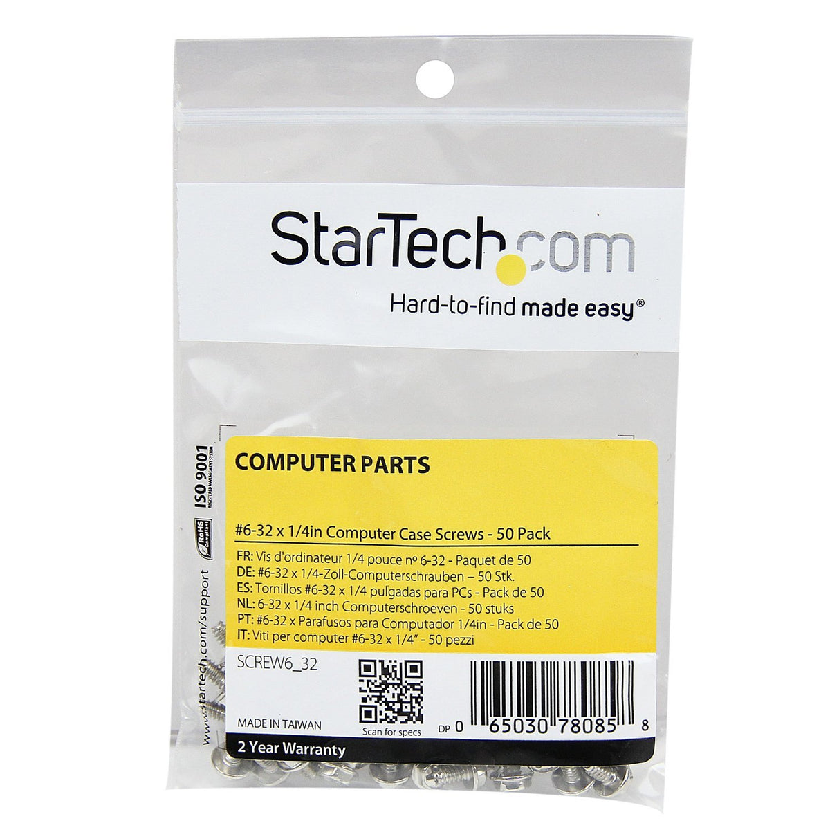 StarTech Replacement PC Mounting Screws #6-32 x 1/4in Long, TAA (SCREW6-32)