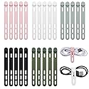 25 Pcs Silicone Cable Ties, Reusable Cord Organizers, Umbrellas Wraps & Cable Ties for Wires and Charging Cords Management - Home, Office, Kitchen
