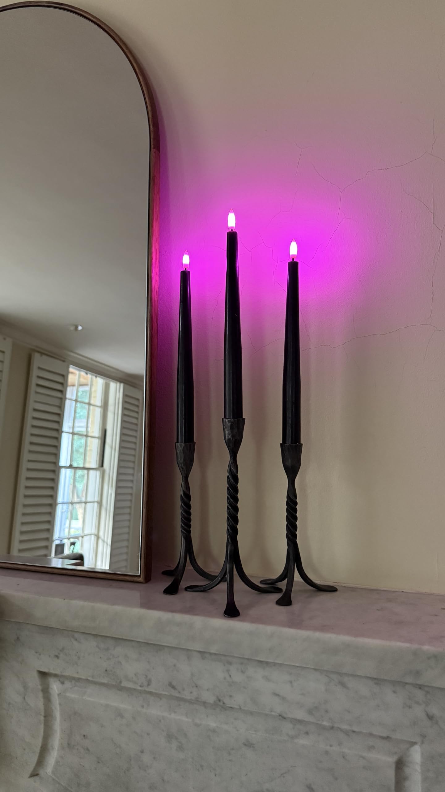 Celestial Lights Rechargeable LED Taper Candles, Ivory, 3 Pack with Remote Control, USB Charging Cables Included, Flameless Wax (Black)