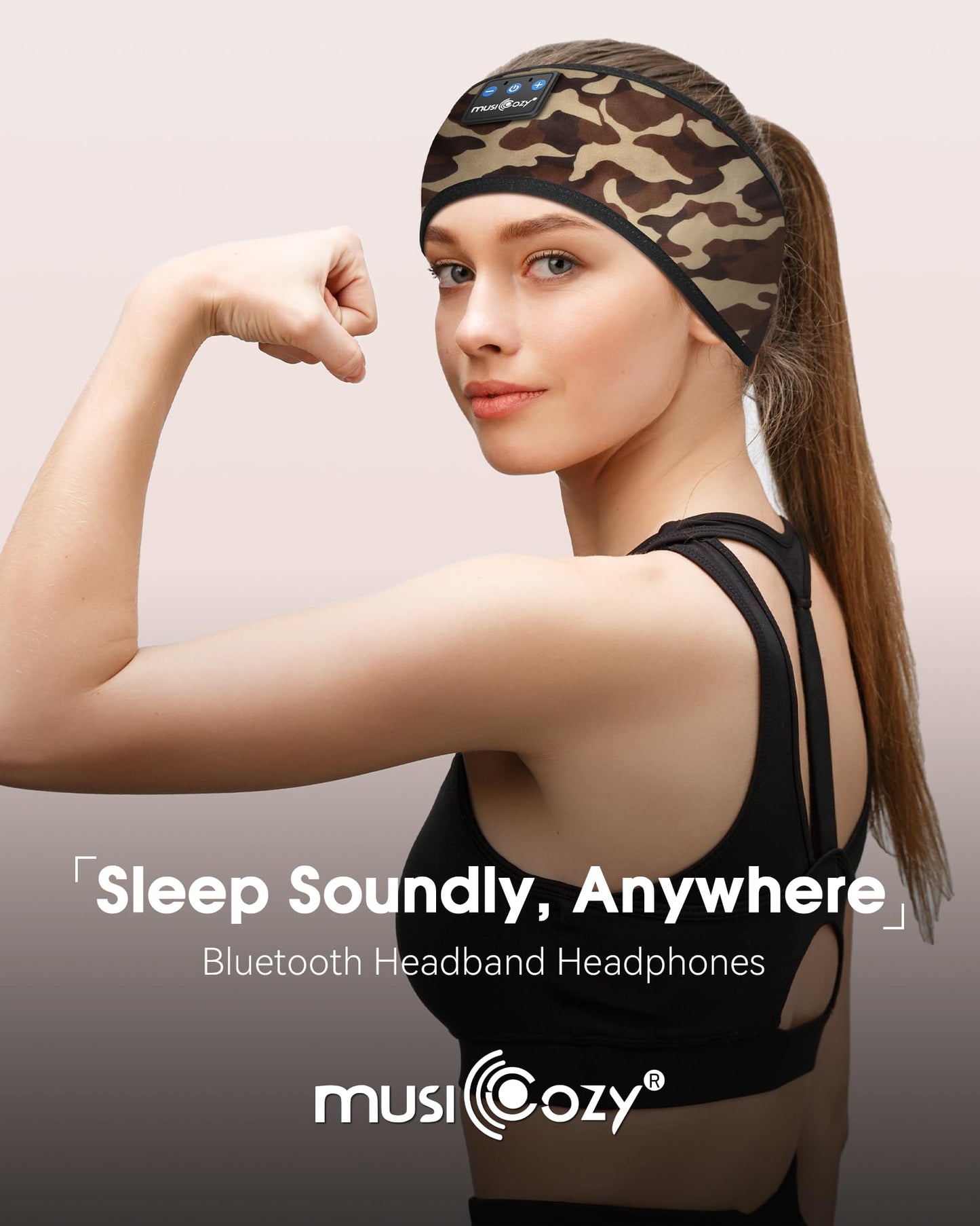 MUSICOZY Sleep Headphones Bluetooth 5.4 Headband, Sports Wireless Earphones Sweat Resistant Earbuds Sleeping Headphone with Ultra-Thin HD Stereo…