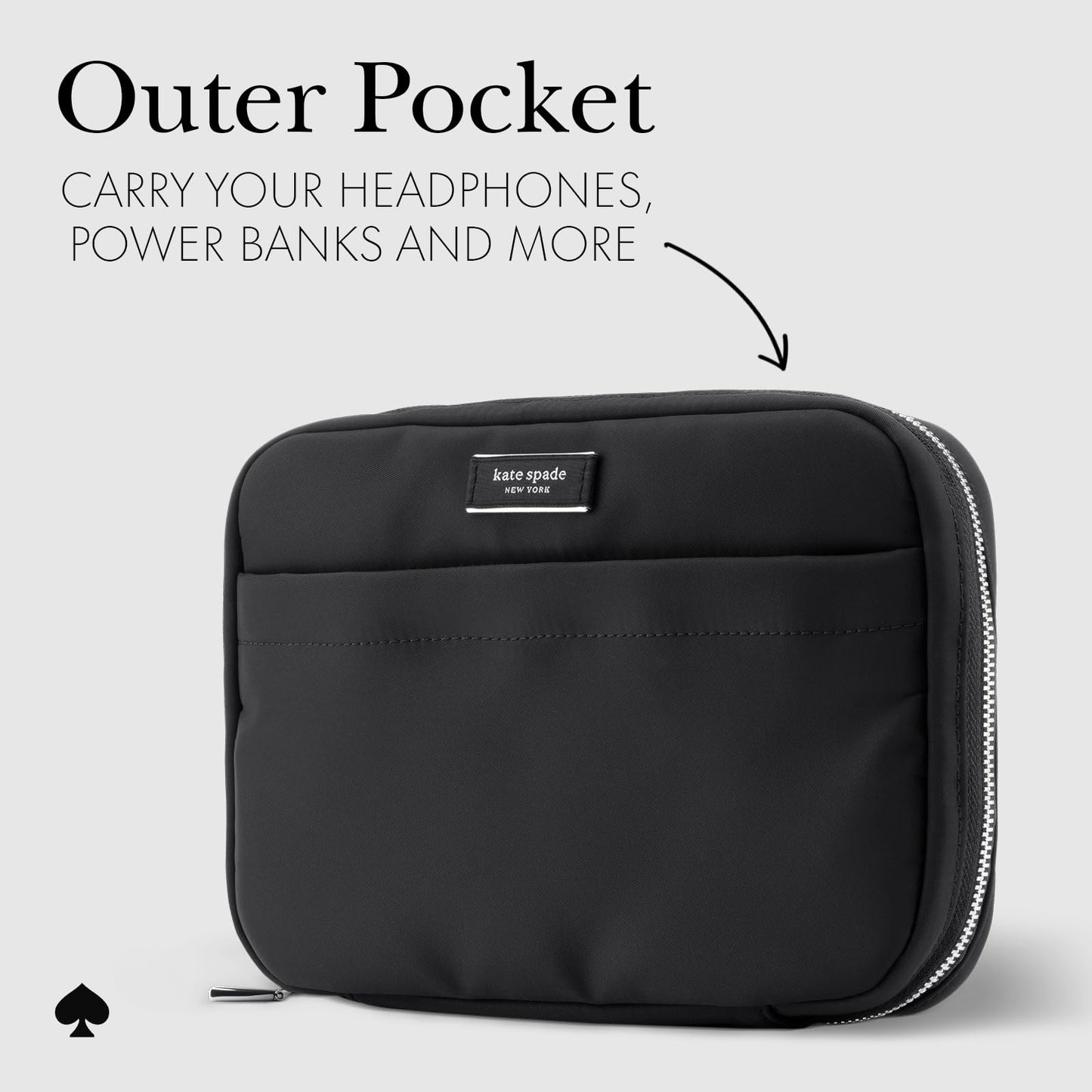 kate spade new york Nylon Tech Organizer Pouch - Electronics Cable Cord Organizer, Travel Case for Chargers, Power Bank, AirPods, and Accessories