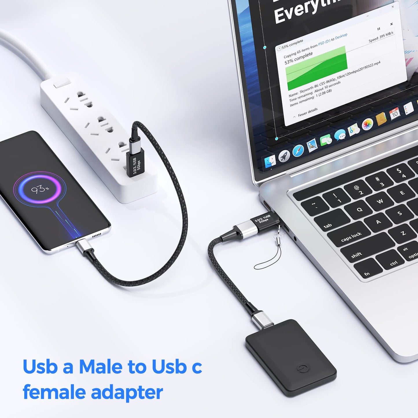 USB to USB C Adapter 2 Pack,USB C Female to USB Male Adapter and USB A Female 3.0 to USBC Male Adapter OTG Converter for MacBook Pro 2021, iPad Pro…