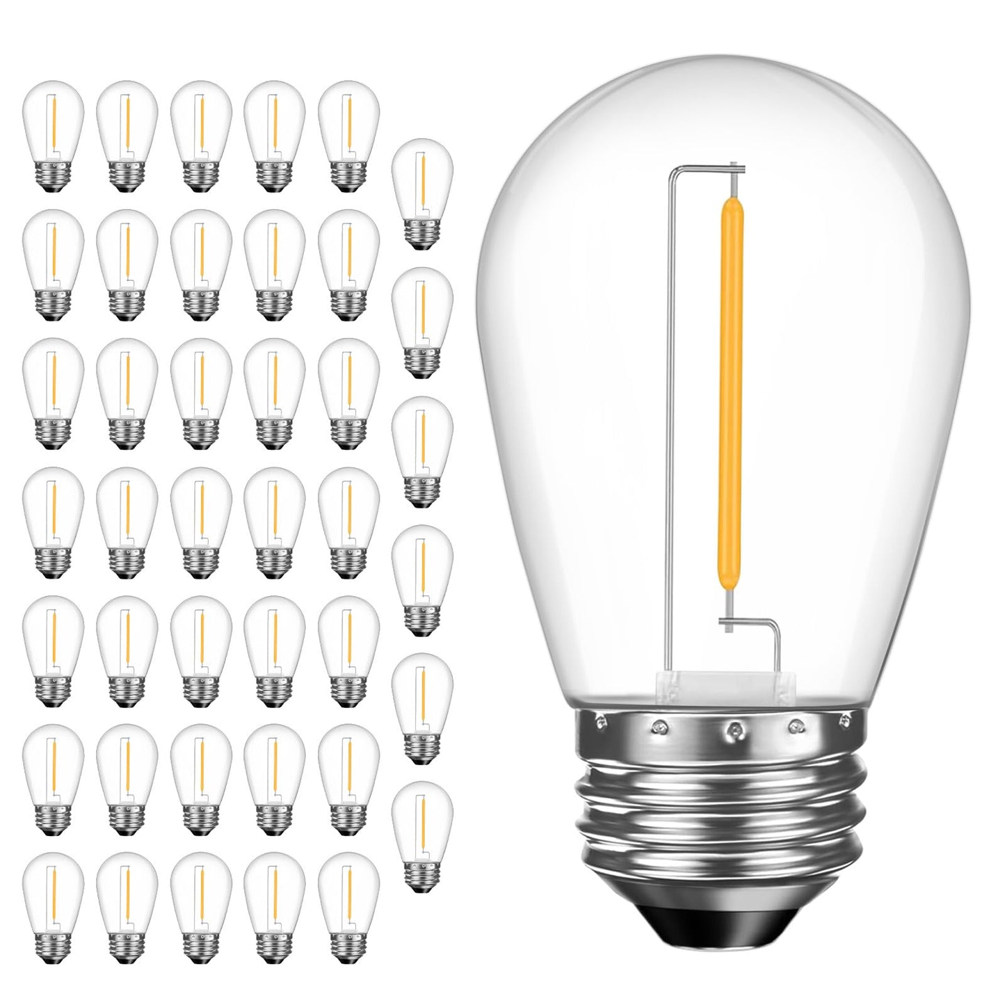 GvvooHome 42 Pack Outdoor String Light Bulbs S14, Waterproof & Shatterproof 1W LED Replacement Light Bulbs for Outdoor Patio, Backyard, Garden, Soft