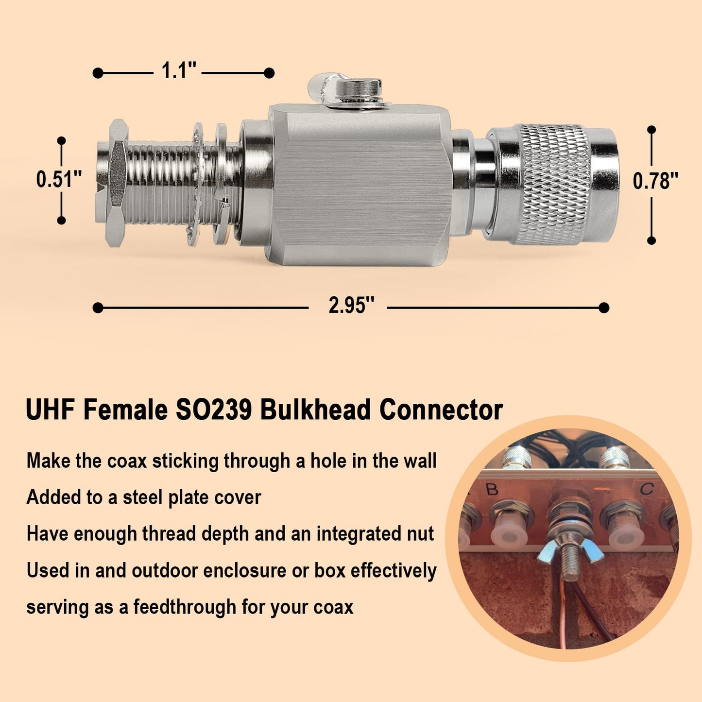 XRDS-RF UHF Lightning Arrestor PL-259 Lightning Surge Protector PL259 Plug (UHF Male) to SO239 Socket (UHF Female) Bulkhead Arrestor for CB Ham