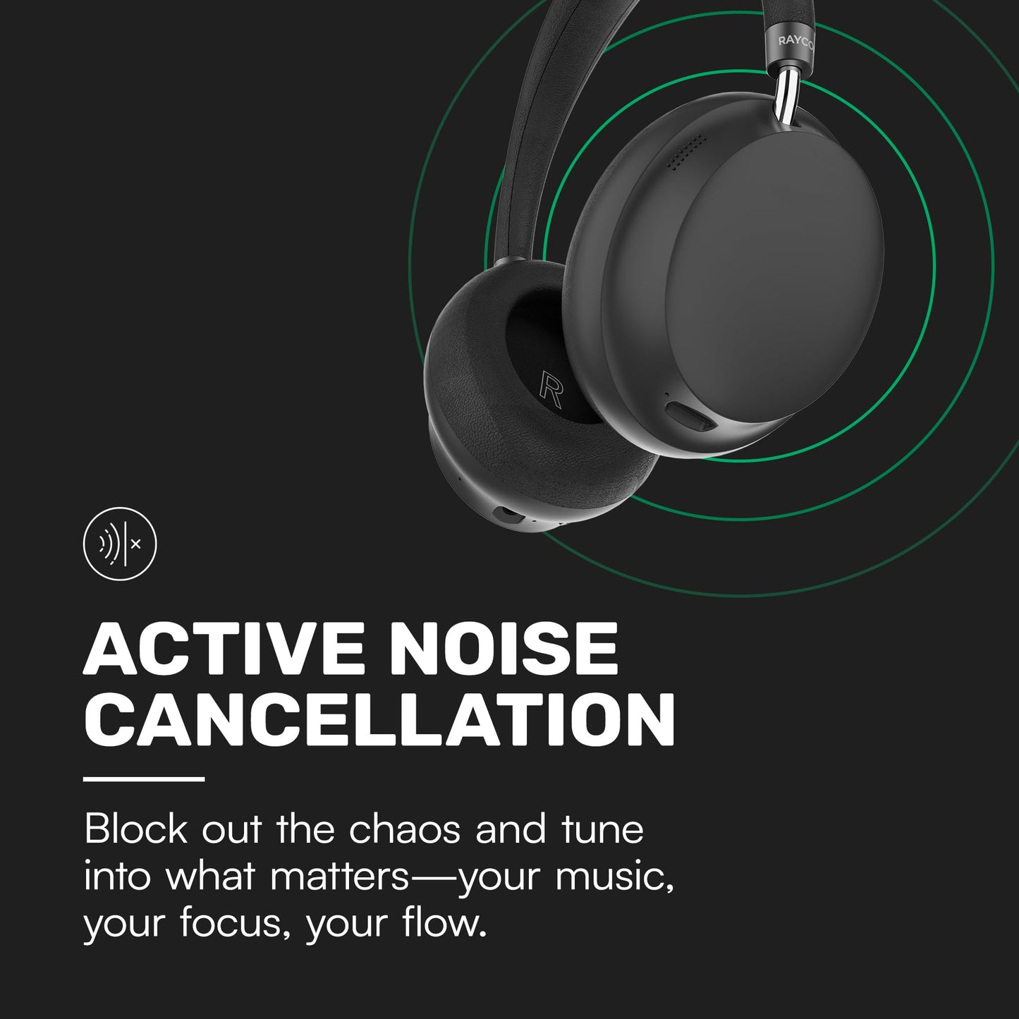 Raycon Essential Bluetooth Headphones - Over The Ear, Active Noise Cancelling Wireless Headphones + Awareness Mode, Bluetooth Headset with Mic, 50…