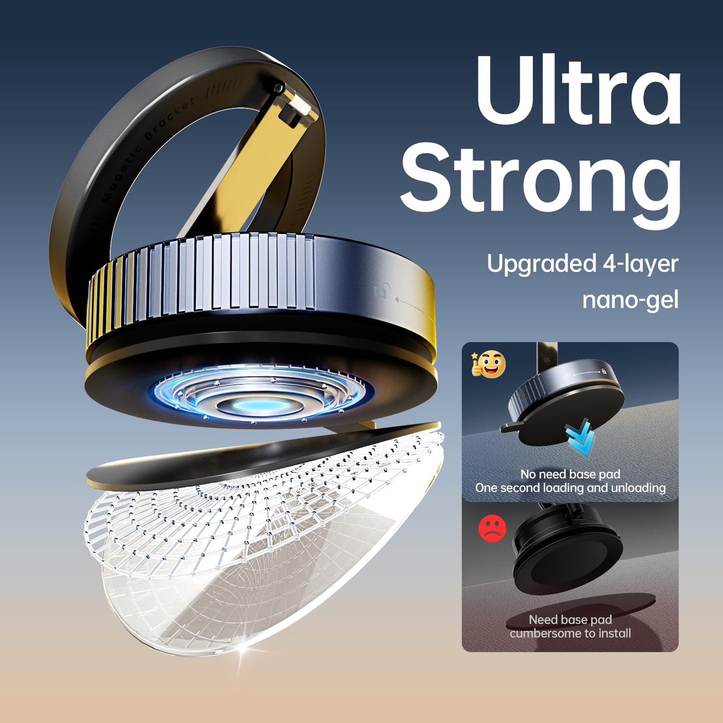 OWLREX Vacuum Magnetic Phone Holder for Car Magsafe Suction Cup Car Phone Mount with Strong Magnet 360° Rotatable Phone Holder for iPhone 15/14/13 Pro