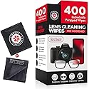 400 Eyeglass Cleaning Wipes + Microfiber Cloth for Eyeglasses & Lens Cleaner | Pre-Moistened, Individually Wrapped, Less Alcohol Formula | Lens Wipes