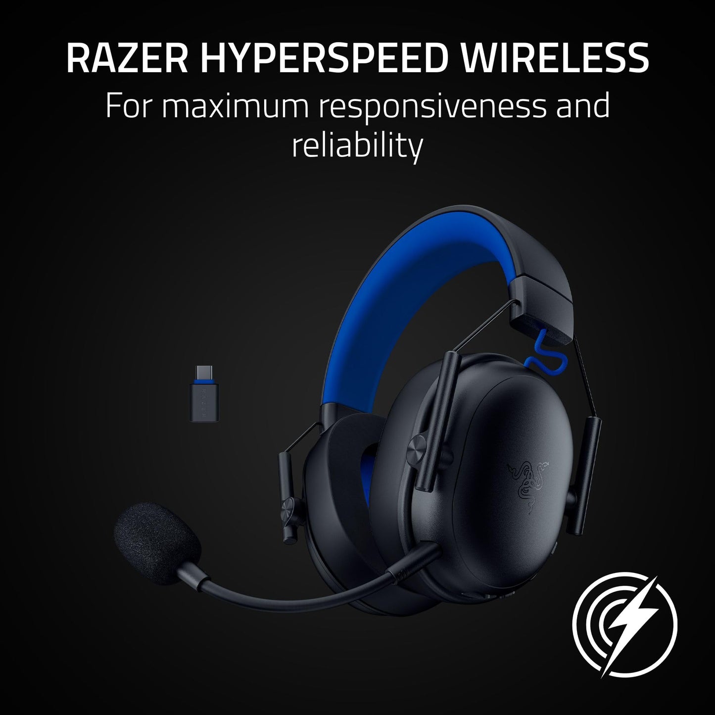 Razer BlackShark V3 X HyperSpeed Wireless Gaming Headset for PS5: 50mm Drivers - Cardioid Mic - 2.4 GHz, Bluetooth - Works with PC, Mac, Nintendo