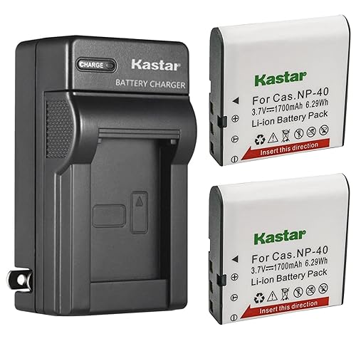 Kastar 2-Pack NP-40 Battery and AC Wall Charger Replacement for Minolta MN4K100Z 4K Ultra HD, Minolta MN4K30NV 4K Ultra HD / 30 MP, Minolta MN100HDZ