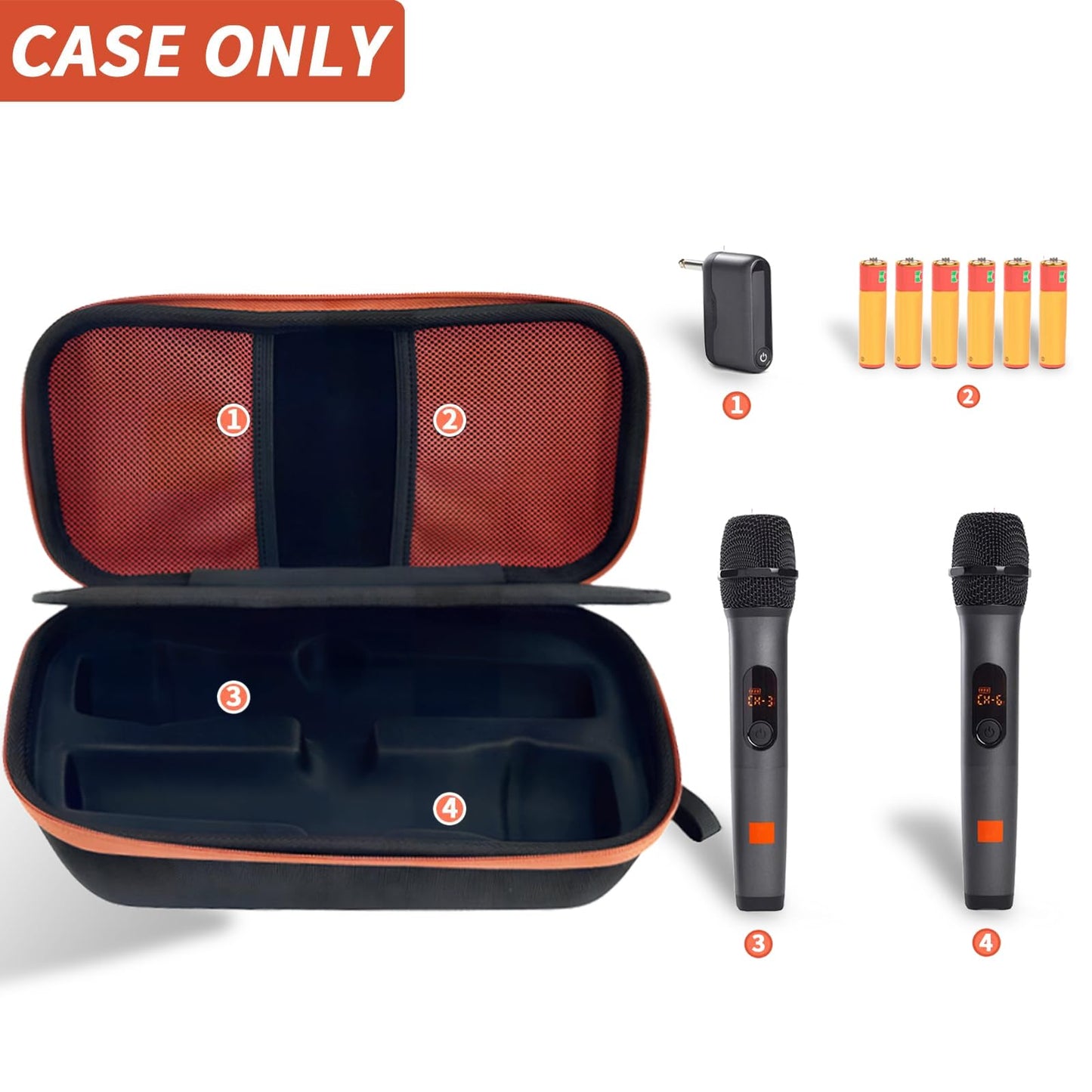 fzbinglu Wireless Microphone Case Compatible with JBL Wireless Two Microphone System, Handheld Dual Mic Travel Bag for Singing or Karaoke for