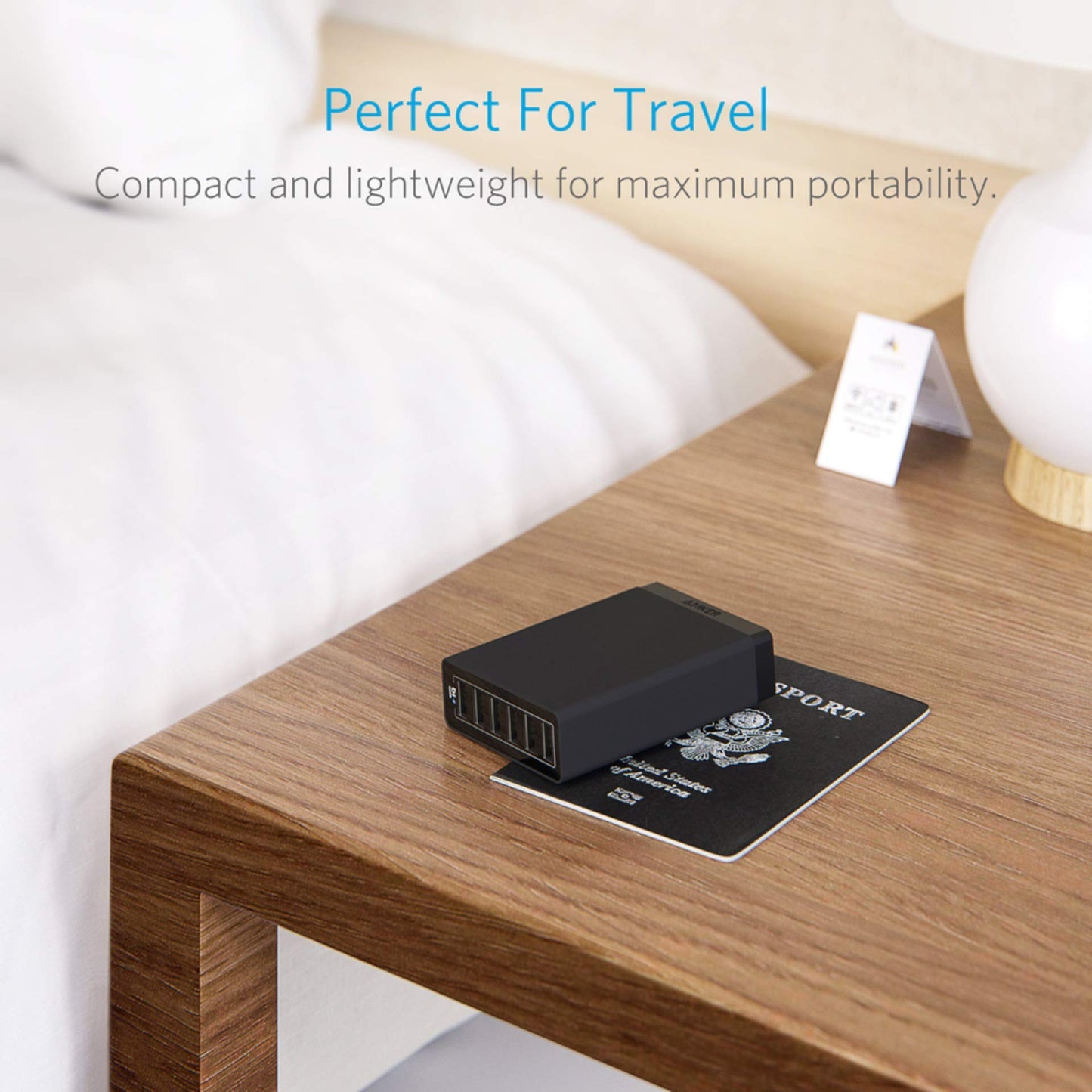 Anker Desktop Charger, 60W 6 Port USB Multiple Charging Hub, PowerPort 6 Multiple USB Charger, Campatible with iPhone, iPad, MacBook, Galaxy, LG, HTC