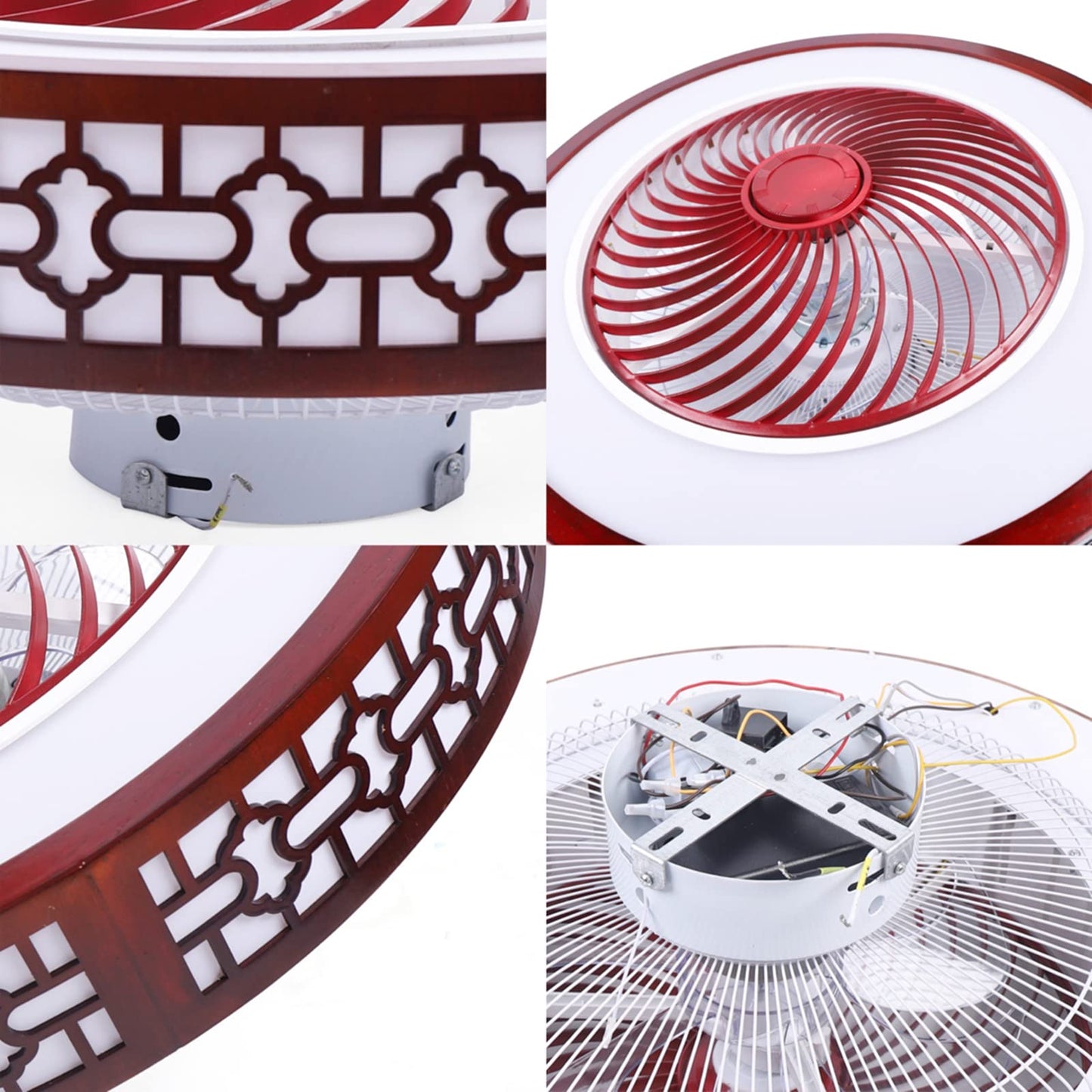 YIYIBYUS 22 Inches Modern Ceiling Fan with Light, Enclosed Low Profile Ceiling Fan with Remote Control, 2 Colors LED Lighting, 3 Wind Gear,