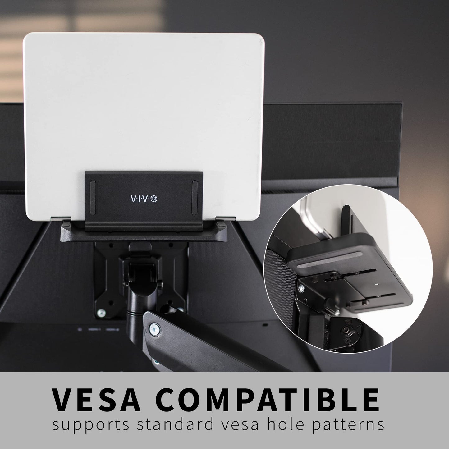 VIVO Multifunctional Adjustable Thin Client Mini PC Mount Bracket, CPU VESA Monitor Arm Computer Holder, Freestanding Desk Stand, Vertical Laptop