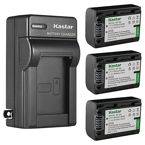 Kastar 3-Pack NP-180 Battery and AC Wall Charger Replacement for Minolta MN2K50NV 2.7K Quad HD /48MP, MN4K25NV 4K Ultra HD, MN4K20NV 4K Ultra HD