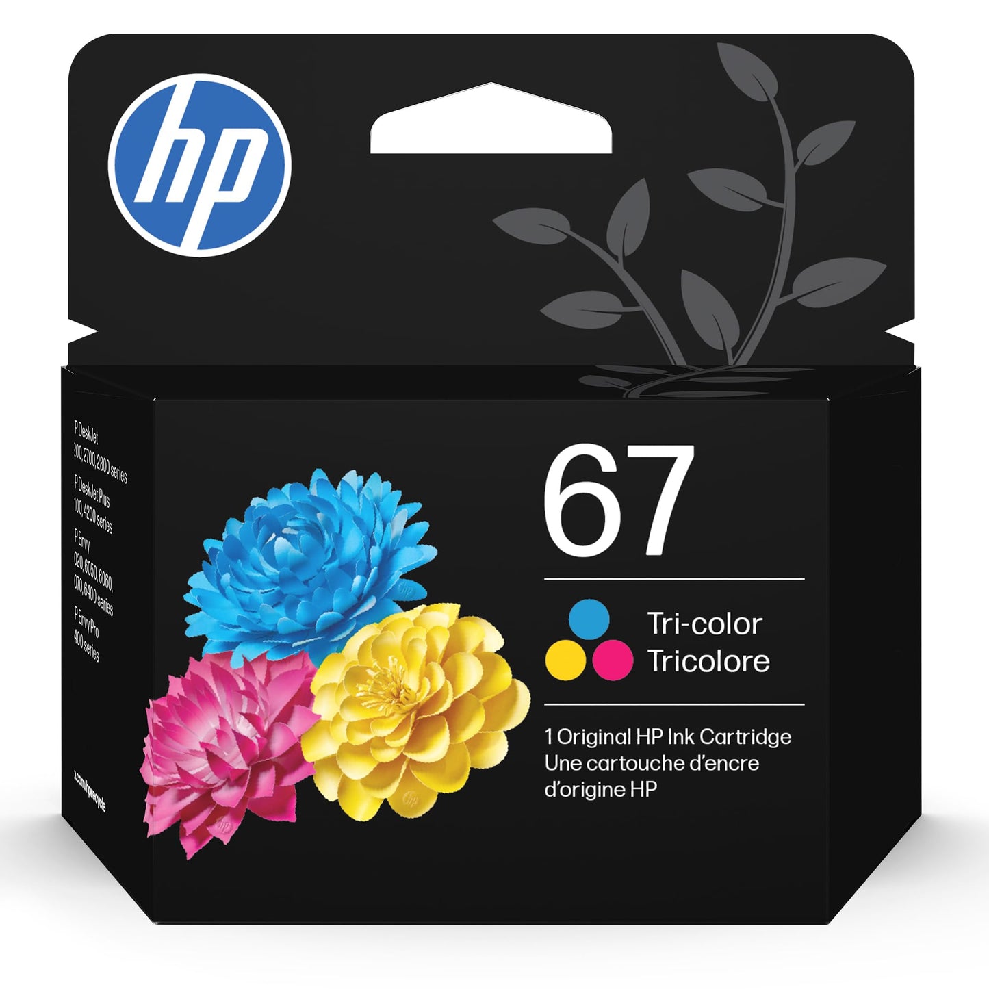 HP 67 Tri-Color Ink Cartridge | Works with DeskJet 1255, 2700, 4100 Series, Envy 6000, 6400 Series | Eligible for Instant Ink | 3YM55AN | Packaging