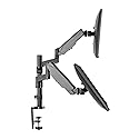 TechOrbits Triple/Double/Single Monitor Mount Stand - Computer Screen Desk Gas Spring Arm (Dual Monitor - Black)