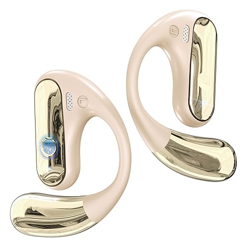 Open Ear Bluetooth 5.4 Earbuds, 2025 Wireless Headphones Sport Over Earphones Built-in Mic with Ear Hooks 50H Playtime Ear Buds LED Display Charging…
