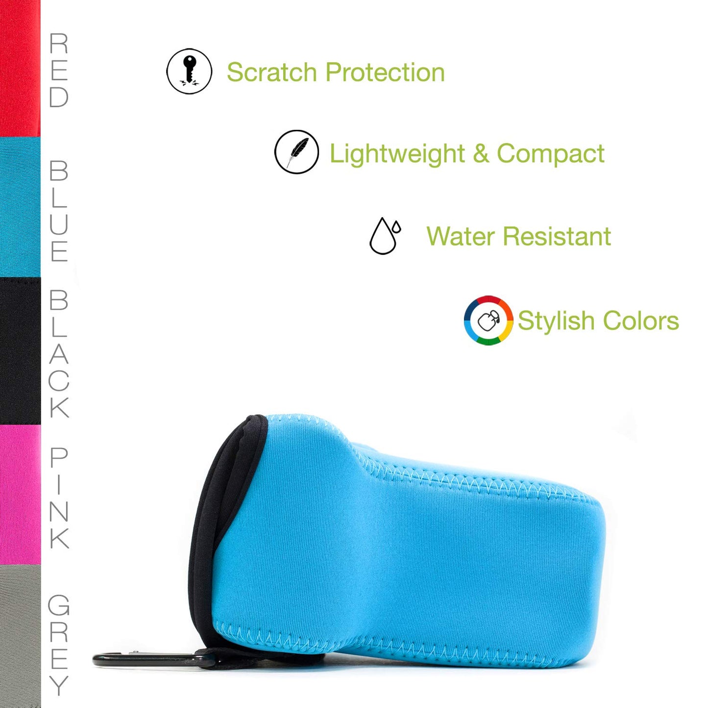 MegaGear MG741 Panasonic Lumix DMC-GX85, DMC-GX80 (14-140mm) Ultra Light Neoprene Camera Case - Blue, PU Leather