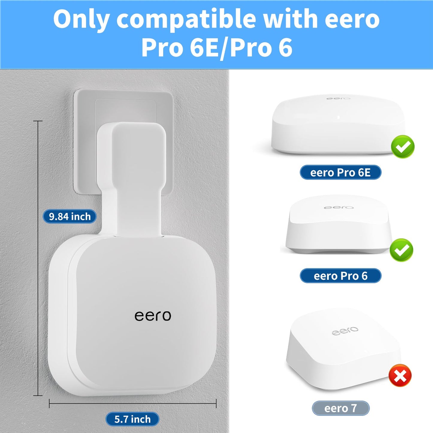 Outlet Wall Mount Holder for eero Pro 6e/Pro 6 Mesh Wi-Fi System, Built-in Cable Management - No Messy Wires, Space-Saving (3 Pack)