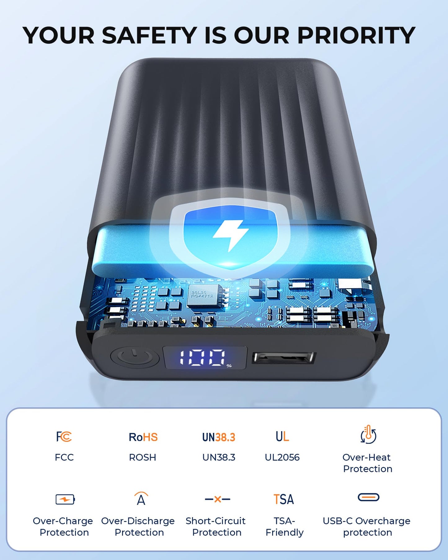 HIMONI ??.????/???? ???? ???? ???????????????? Heated Vest Battery Pack for ORORO, Venustas, Tidewe, Power Bank with LED Display for Heated Vest Jacket Pants Gear