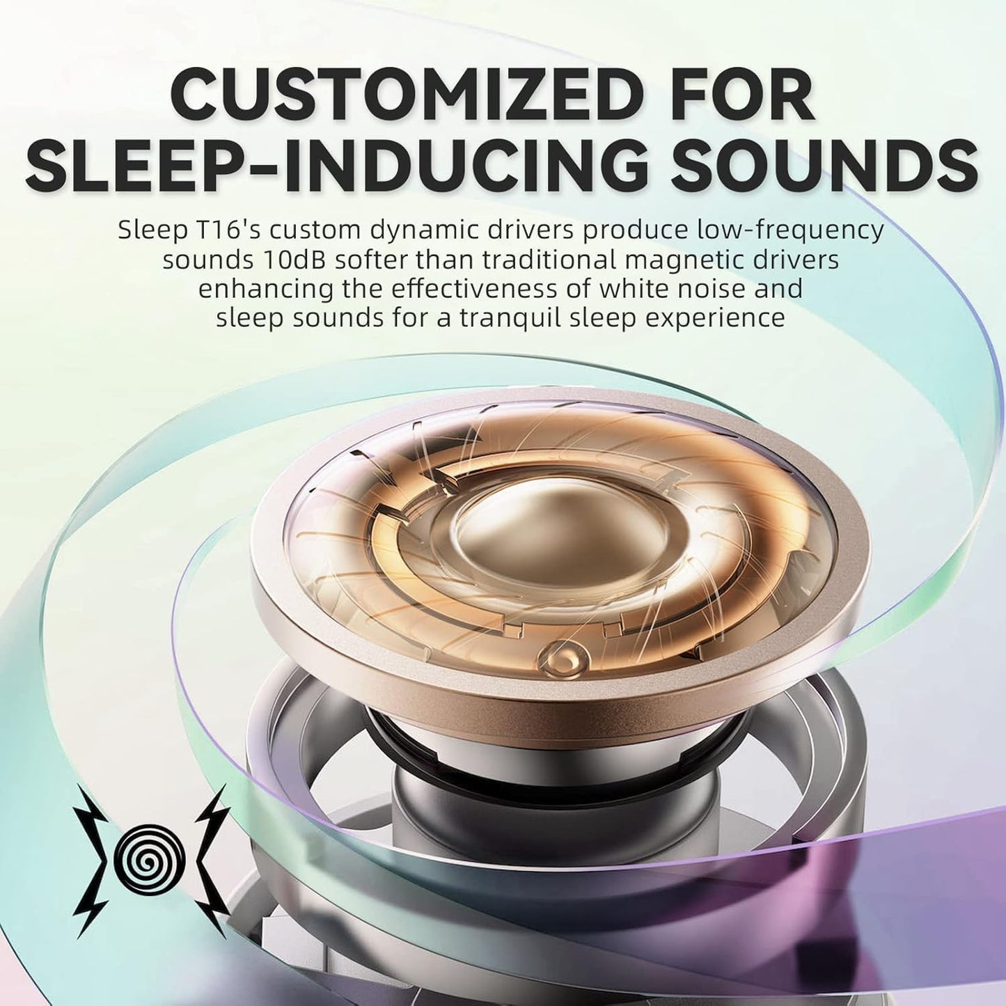 Mudtun Sleep Earbuds Ultra-Thin Wireless Bluetooth 5.3 Earbuds for Side Sleepers, Noise Blocking Sleep Headphones with 6H Playtime, Ergonomic Mini